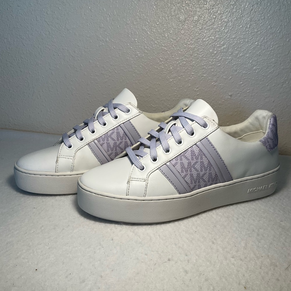 MICHAEL KORS Shoes | Poppy Leather and Logo Stripe Sn…